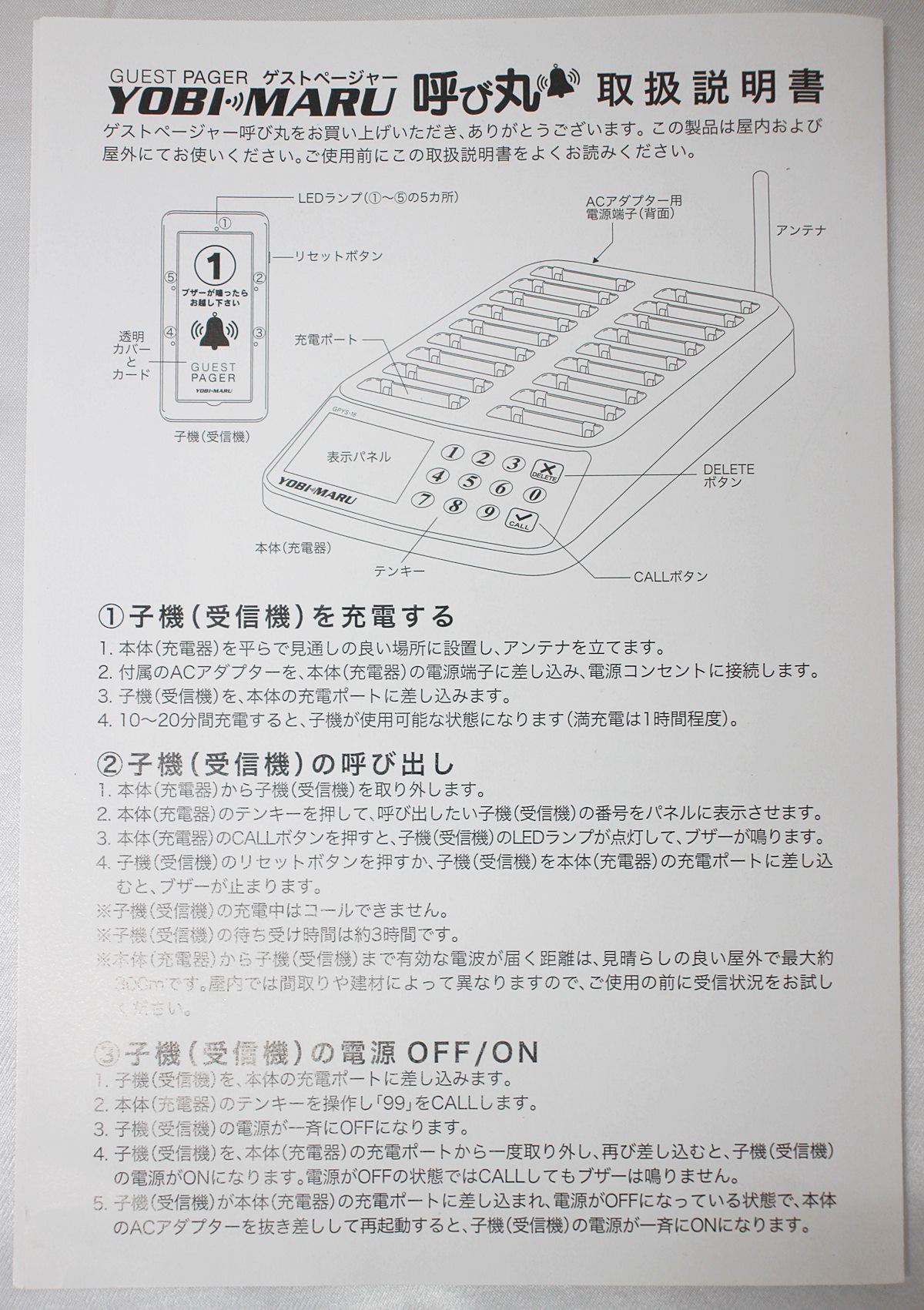 大阪市で買い取りました。FUNKS ゲストページャー YOBIMARU 呼び